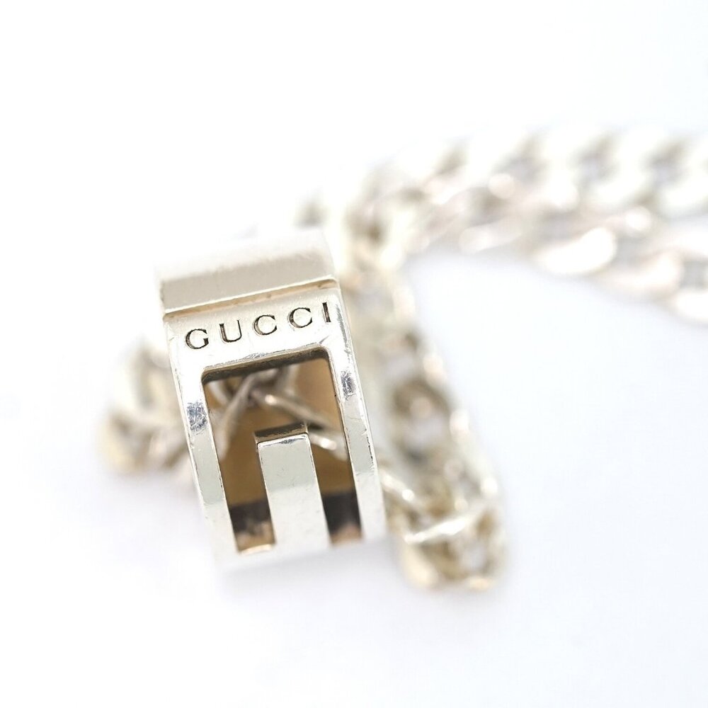 GUCCI Cut Out G Ring Charm Necklace 18" Silver 925 Auth w/Box #7211 - Picture 4 of 7